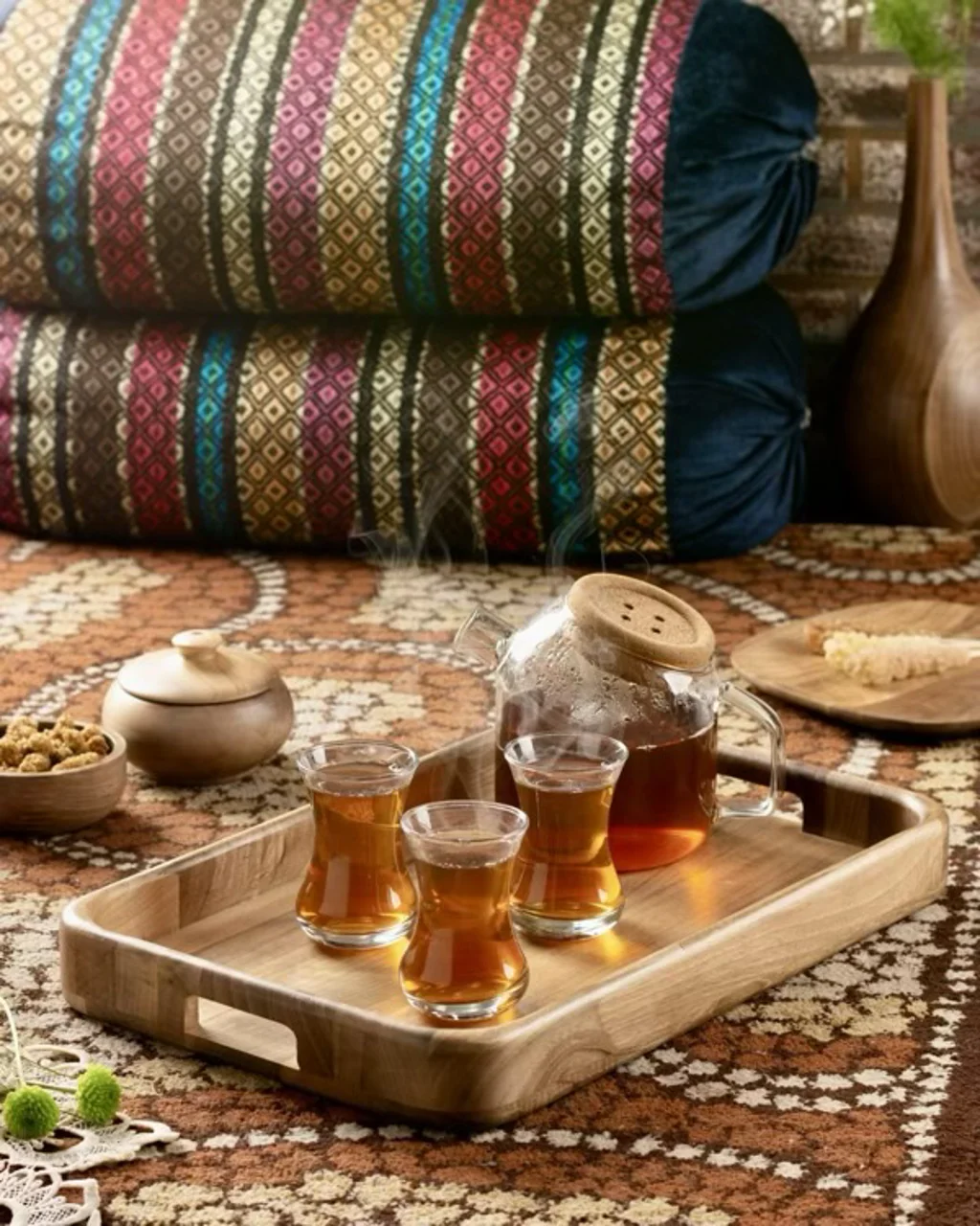 سینی مستطیل کوچک چوبی دسته دار اماهوم (چوب گردو) Atlas/S