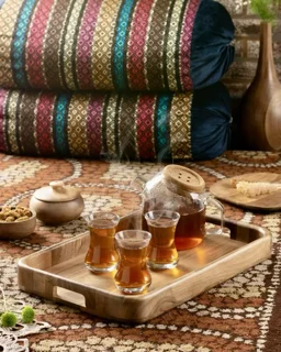 سینی مستطیل کوچک چوبی دسته دار اماهوم (چوب گردو) Atlas/S