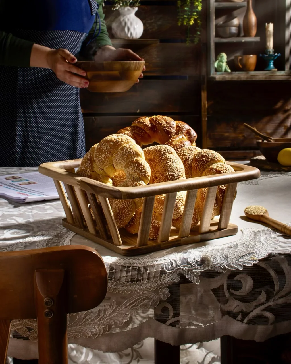 سبد چوبی مدل مربع اماهوم (چوب گردو) Square/Basket