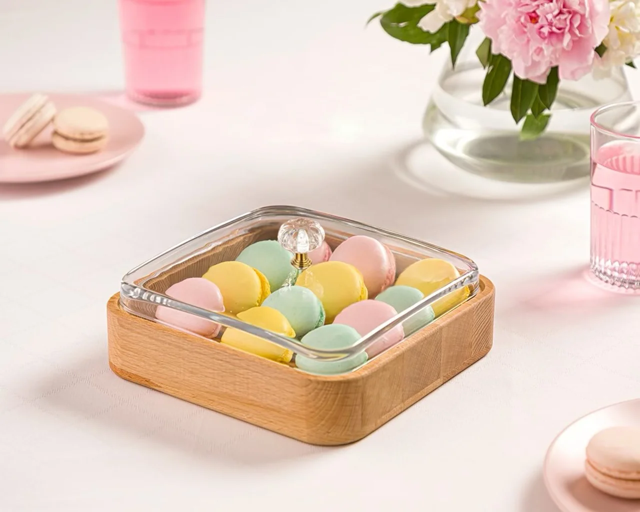 بیسکویت خوری مدل مربع درب دار اکرولیک چوب راش کد 2239