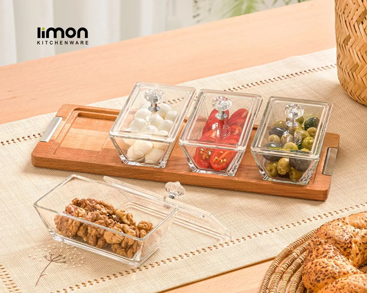 اردور خوری مستطیل دربدار پایه چوبی 4 عددی کد 2249