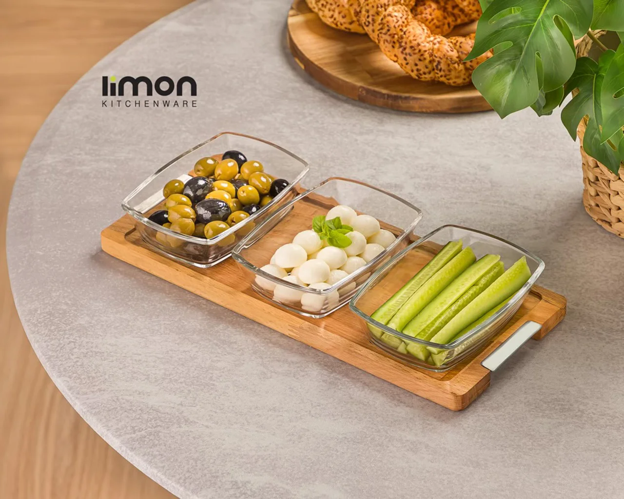 اردو خوری مستطیل پایه چوبی 3 عددی کد 2252