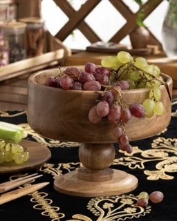 ظرف آجیل پایه دار مدل بیضی قطر 21cm اماهوم (چوب گردو) Nut/Ovel-PB21