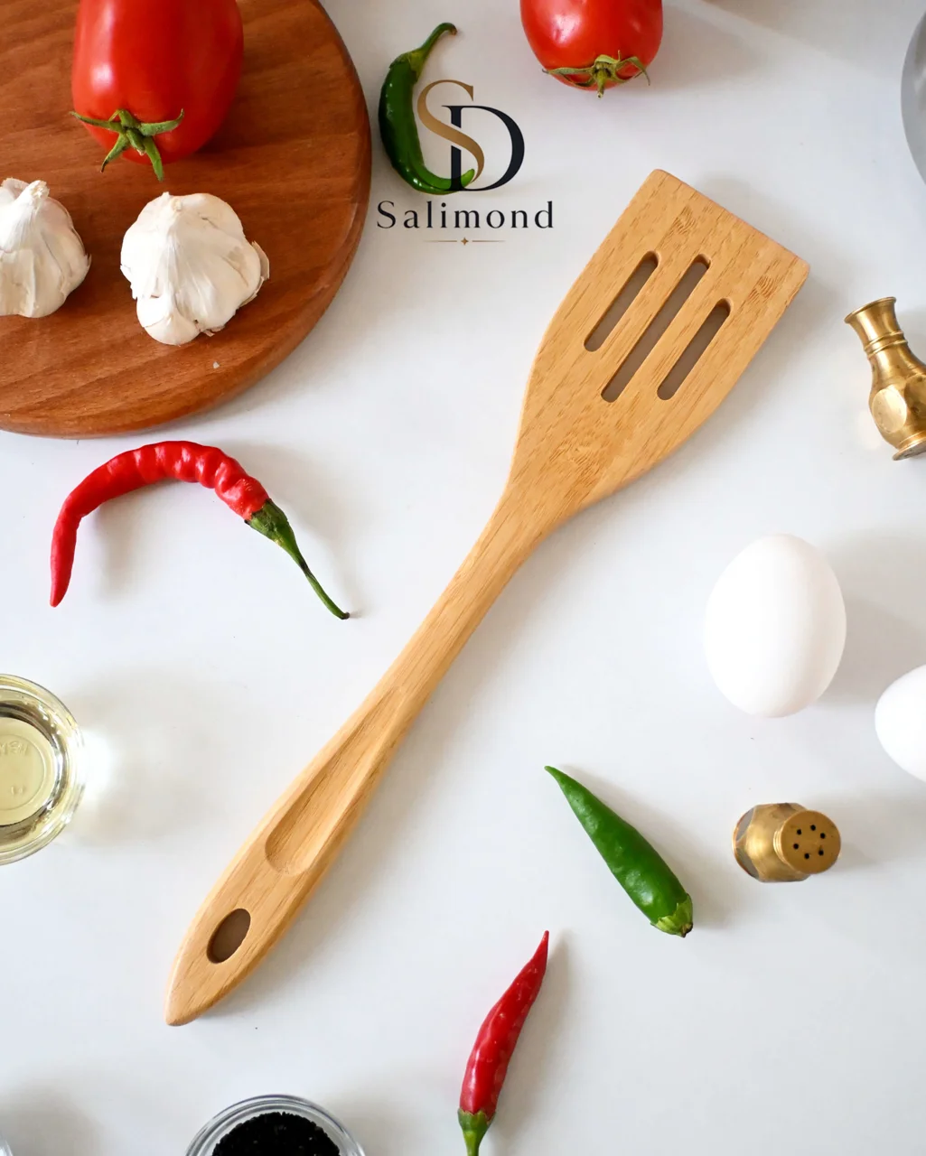 کفگیر آشپزی سه شیار چوب بامبو Tavro-33