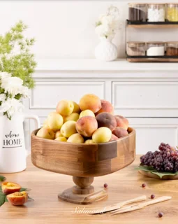 ظرف اجیل پایه دار مدل فنیس قطر 21cm اماهوم (چوب گردو) Nut/Fenice-PB21